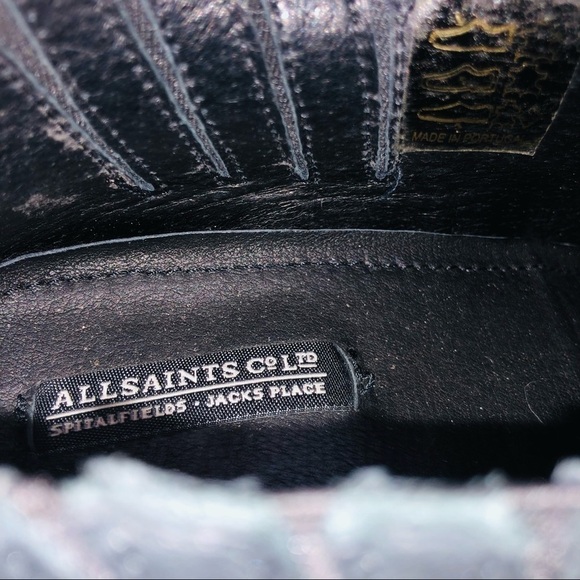 All Saints Black Leather Utilitarian Western Ankle Boots/Booties size 40 | US 10 - Picture 10 of 13